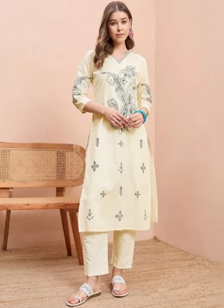 White Colour Pure Cotton Kurti With Bottom Dupatta OP-KU26S30073